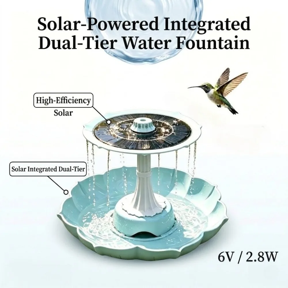 Fontaine solaire extérieure 2,8 W à double niveau pour bain – Image 2