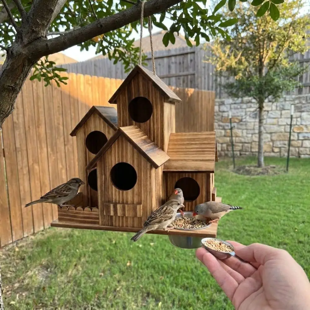Mangeoire en bois rustique résistante aux intempéries – Image 3