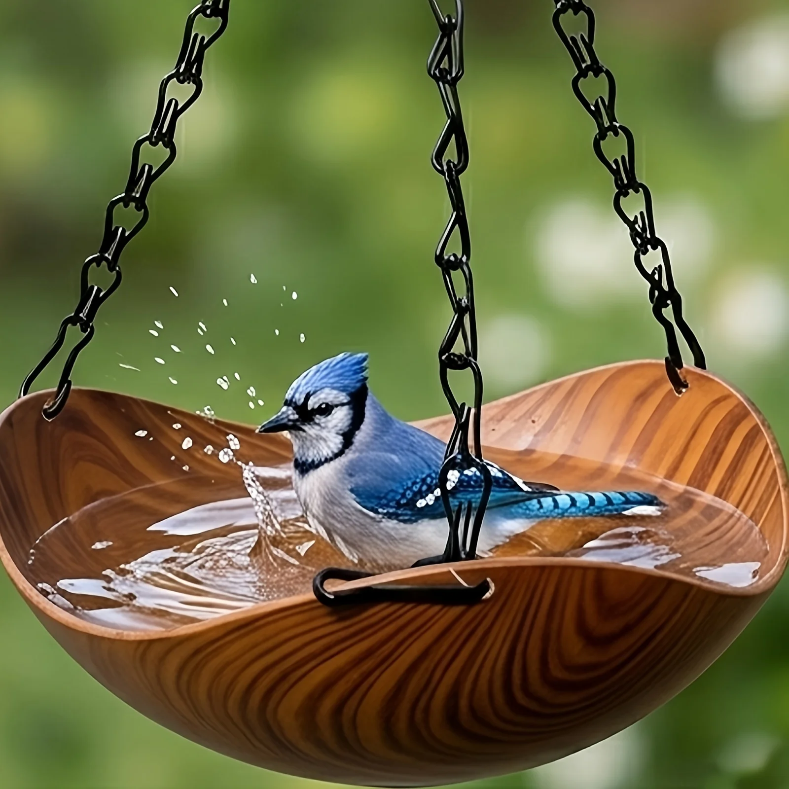 Mangeoire suspendue pour oiseaux avec bol à deux niveaux – Image 4