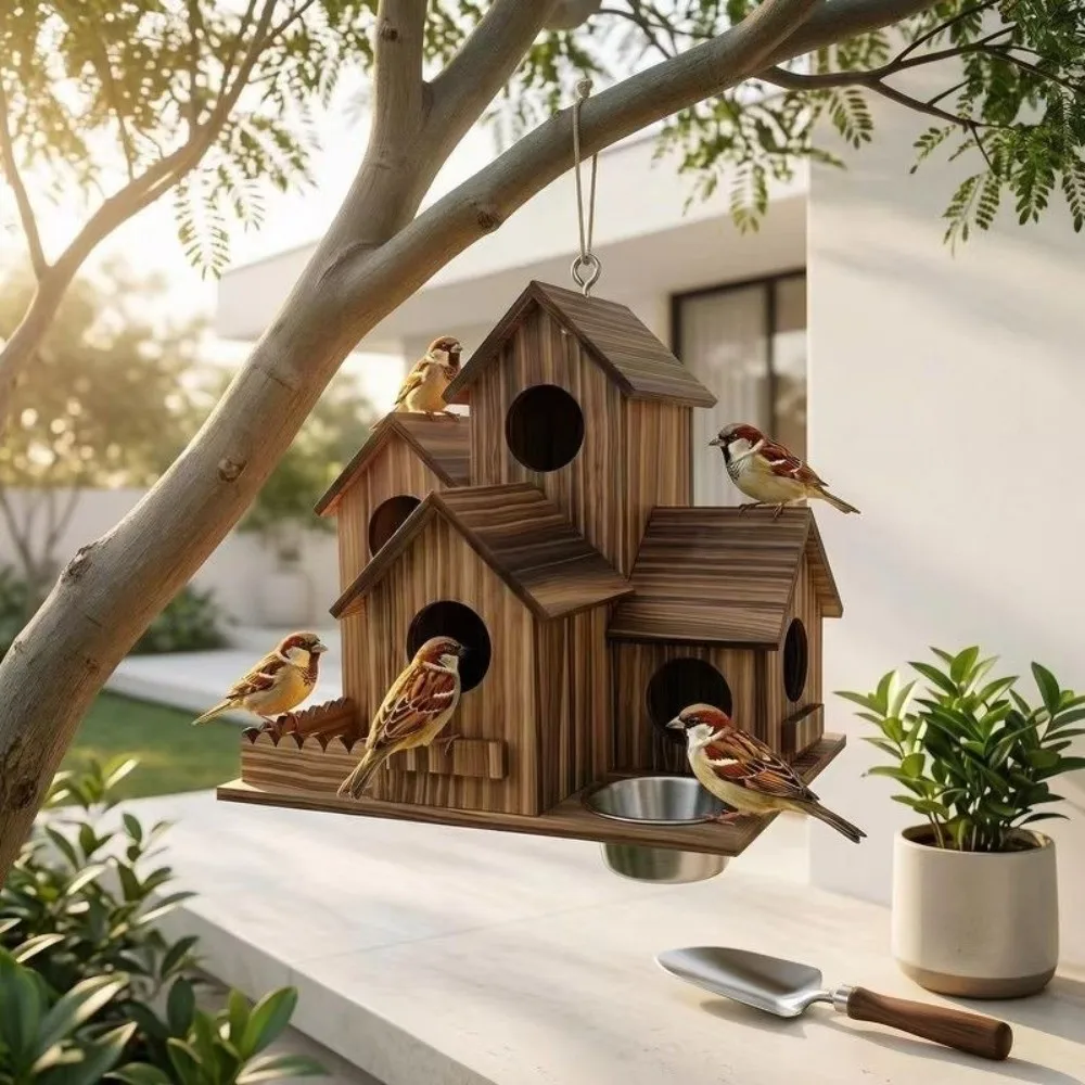 Mangeoire en bois rustique résistante aux intempéries – Image 4