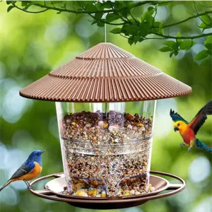 Mangeoire à oiseaux automatique à poser au sol pour le jardin