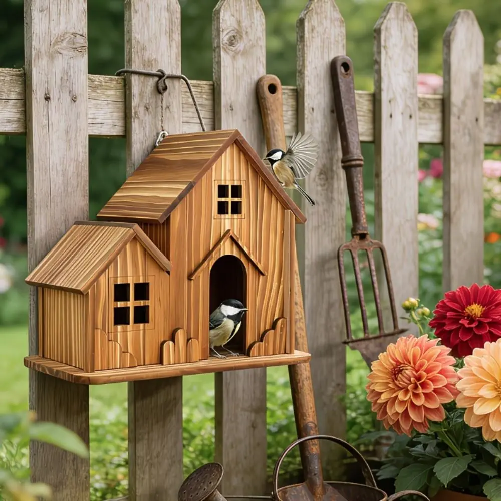 Nichoir en bois pour jardin, maison décorative pour oiseaux – Image 2