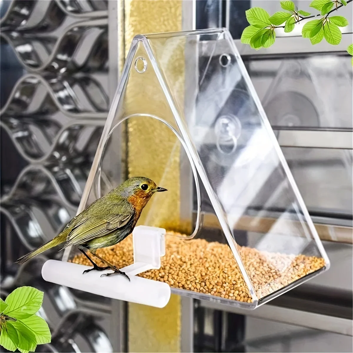 Mangeoire de fenêtre à ventouse transparente pour oiseaux du jardin