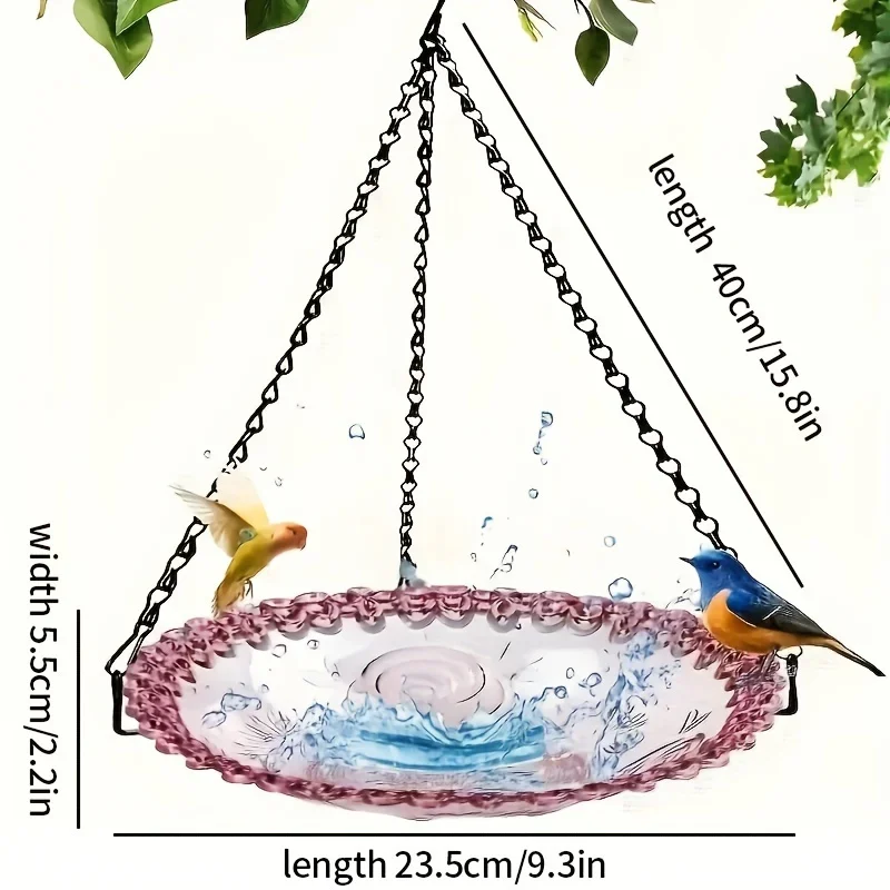 Ensemble d'alimentation et de bain suspendu pour oiseaux avec chaîne – Image 2