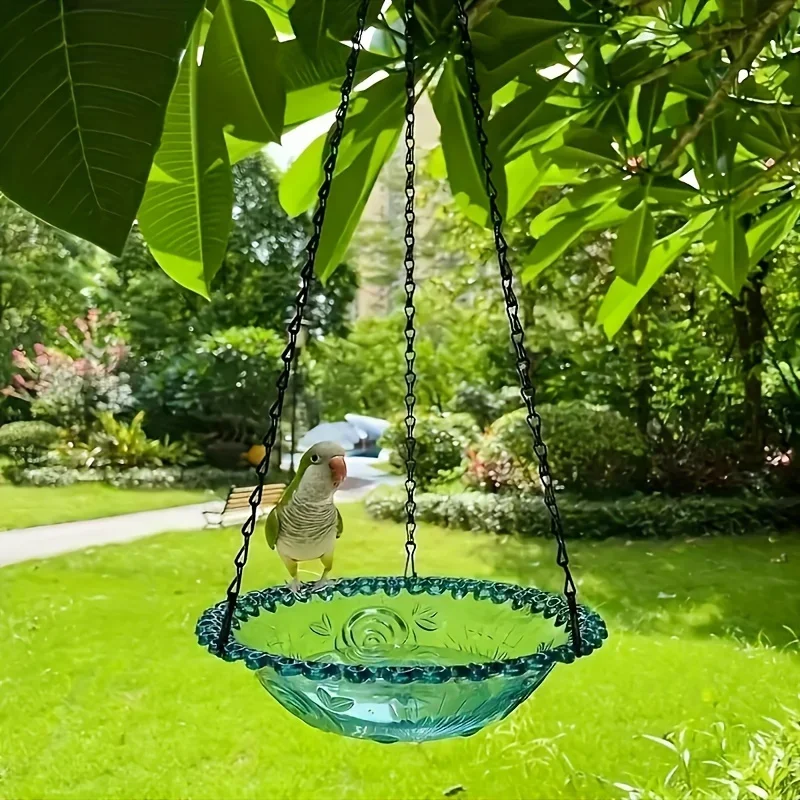 Ensemble d'alimentation et de bain suspendu pour oiseaux avec chaîne – Image 4