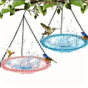 Ensemble d'alimentation et de bain suspendu pour oiseaux avec chaîne