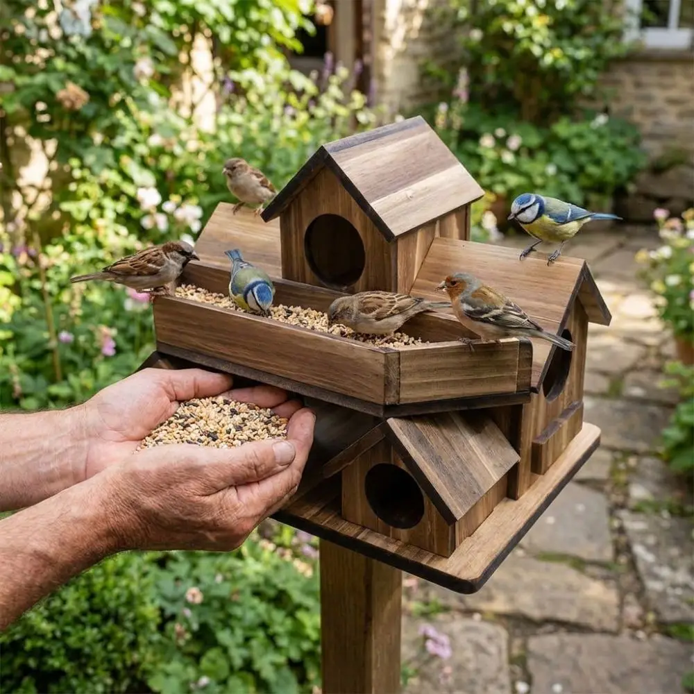 Nichoir en bois pour oiseaux du jardin, conçu pour un usage extérieur – Image 4