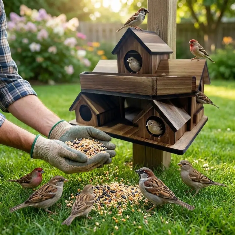Nichoir en bois pour oiseaux du jardin, conçu pour un usage extérieur – Image 2