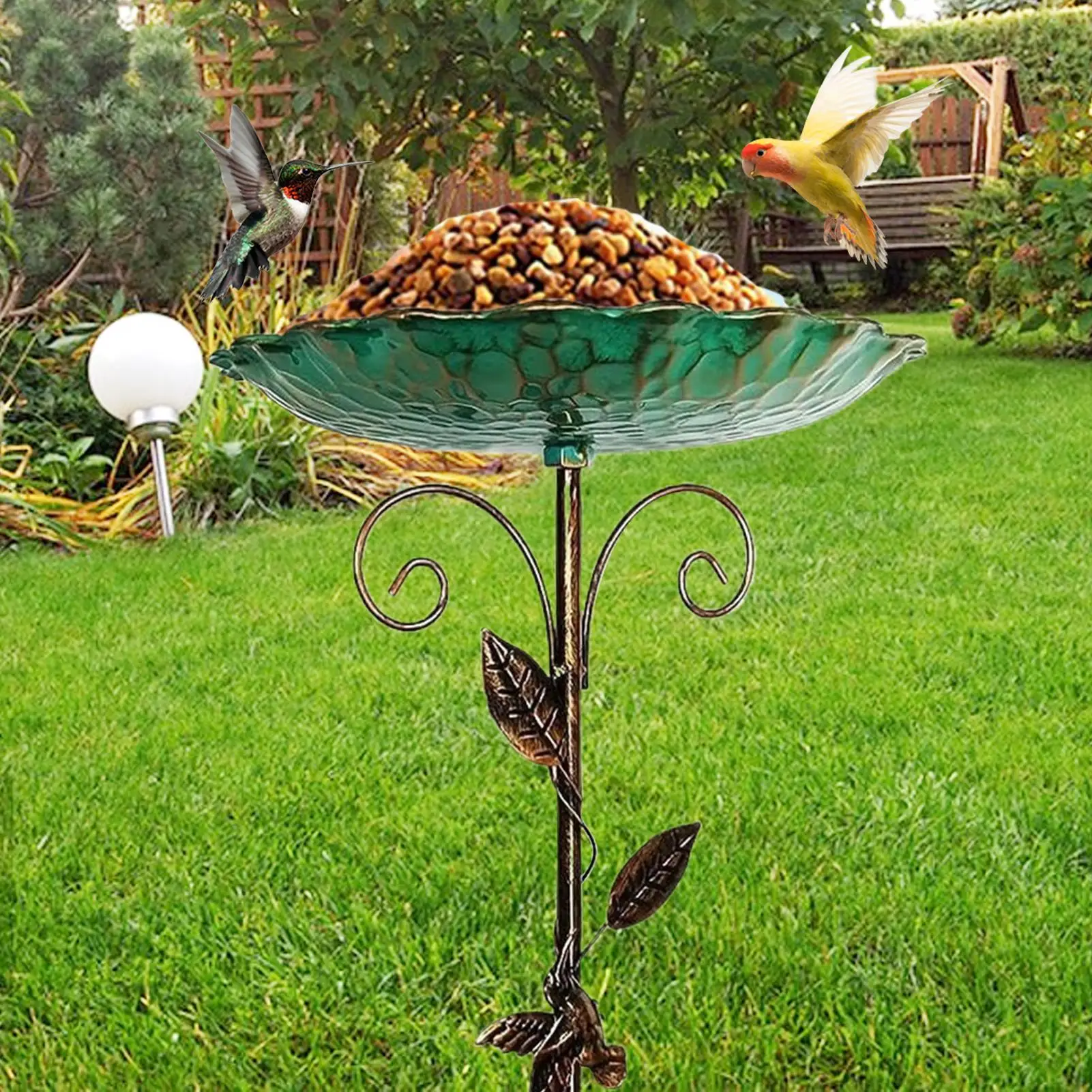 Mangeoire sur pied en métal pour oiseaux, bol résistant pour l'extérieur – Image 4