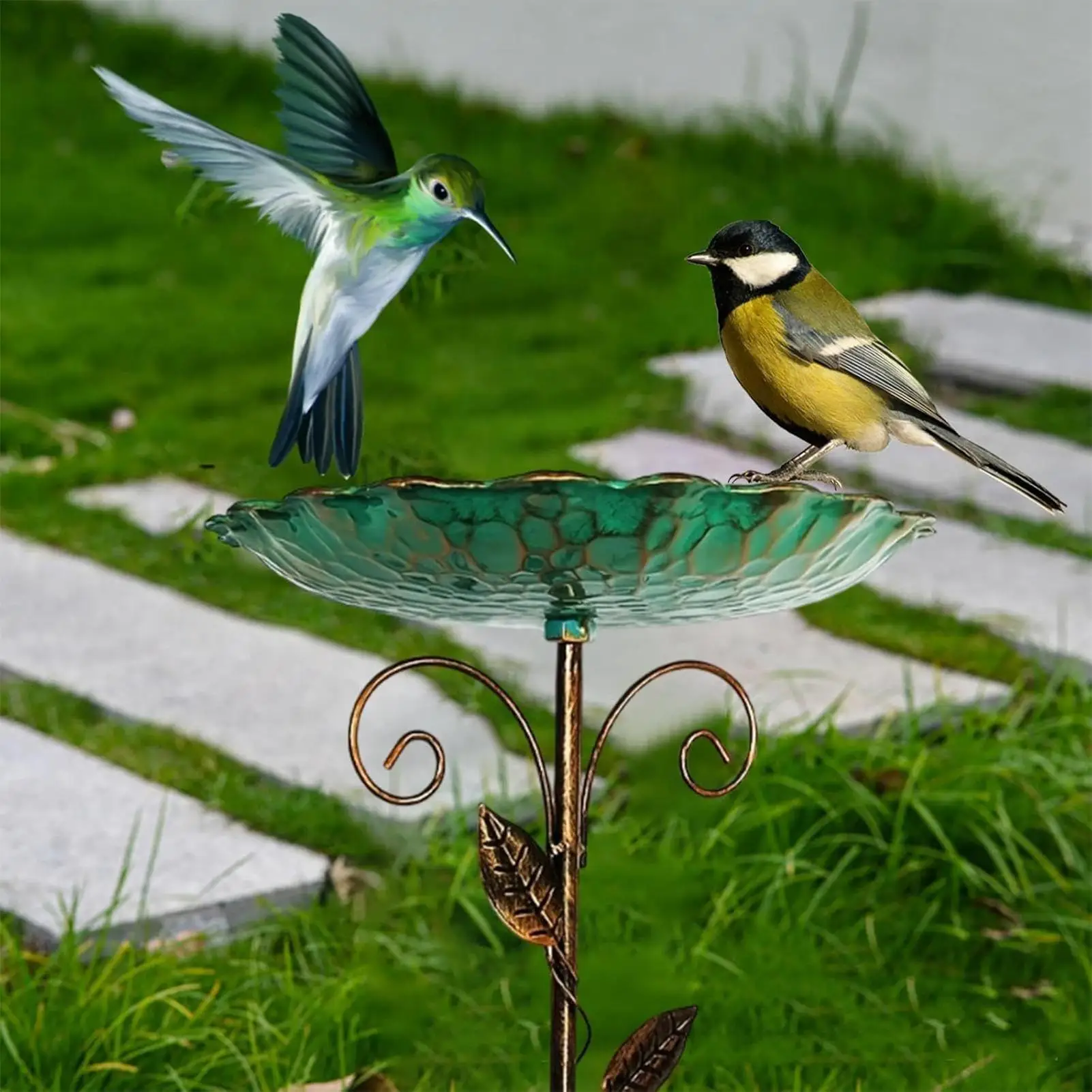 Mangeoire sur pied en métal pour oiseaux, bol résistant pour l'extérieur – Image 2