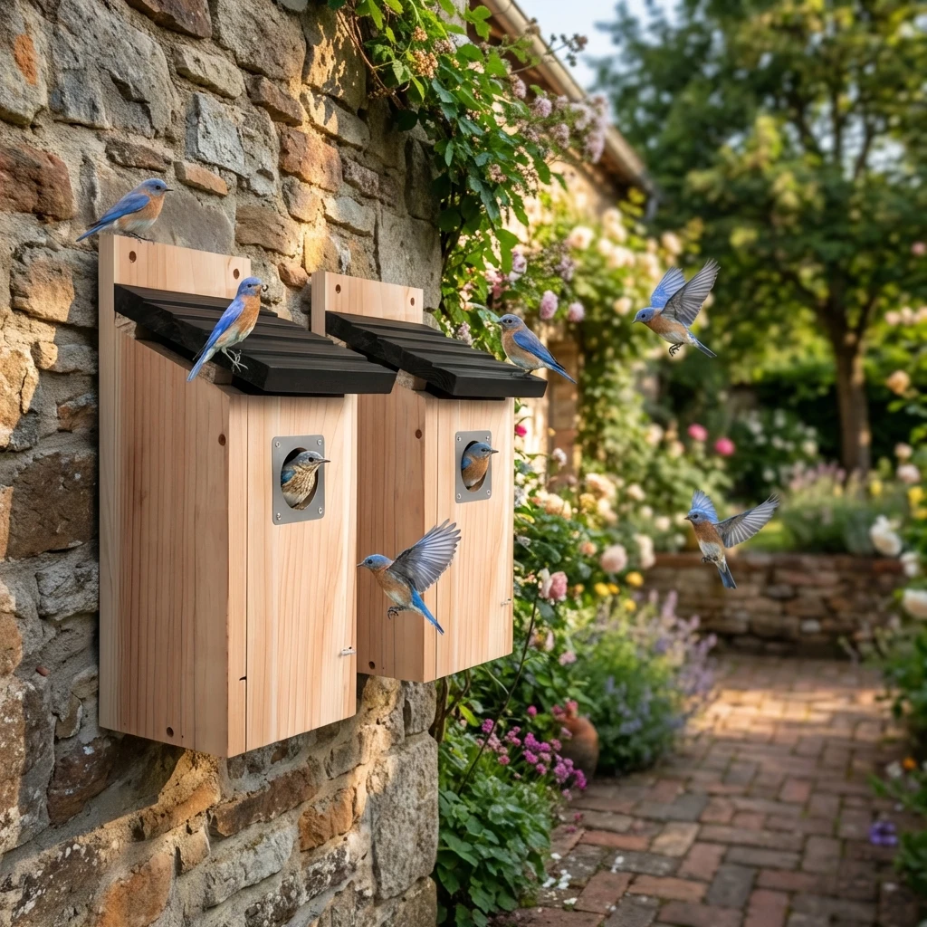 Nichoir extérieur en cèdre pour petits oiseaux du jardin – Image 4