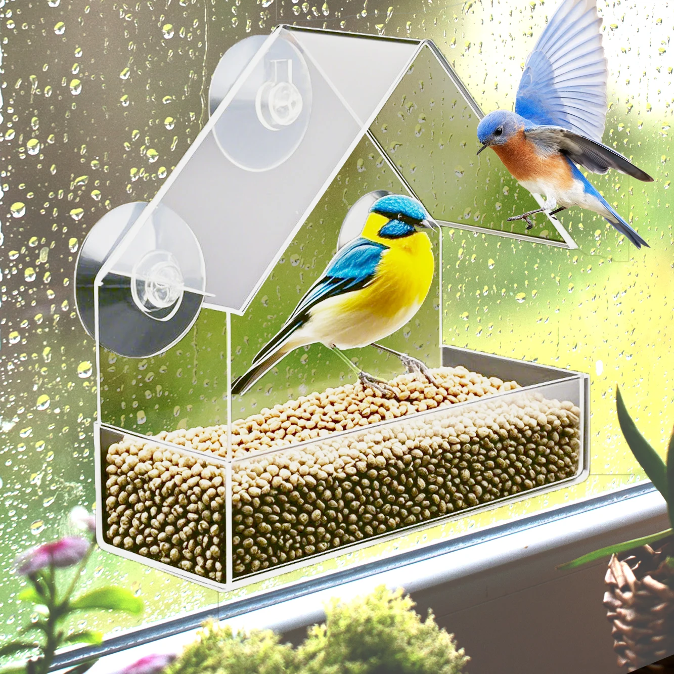 Mangeoire fenêtre à plateau réutilisable pour oiseaux du jardin – Image 4