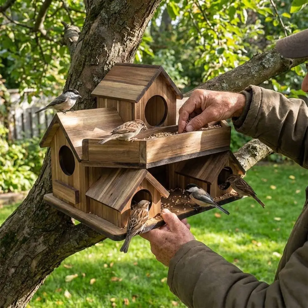 Nichoir en bois pour oiseaux du jardin, conçu pour un usage extérieur – Image 3