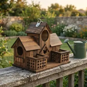 Nichoir en bois à plusieurs trous pour oiseaux du jardin