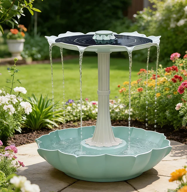 Fontaine solaire extérieure 2,8 W à double niveau pour bain – Image 4