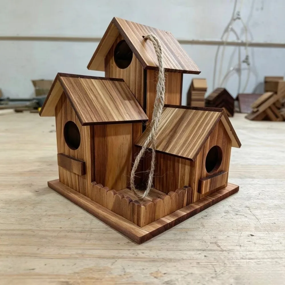 Nichoir créatif en bois à 3 compartiments résistant – Image 2