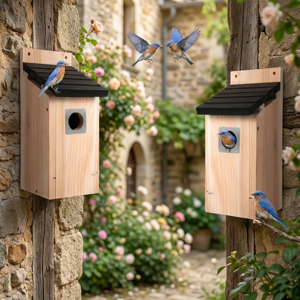 Nichoir extérieur en cèdre pour petits oiseaux du jardin – Image 2