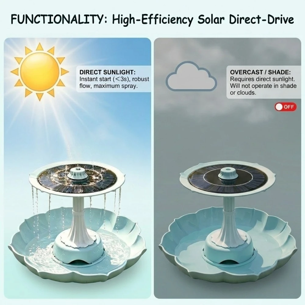 Fontaine solaire extérieure 2,8 W à double niveau pour bain – Image 3